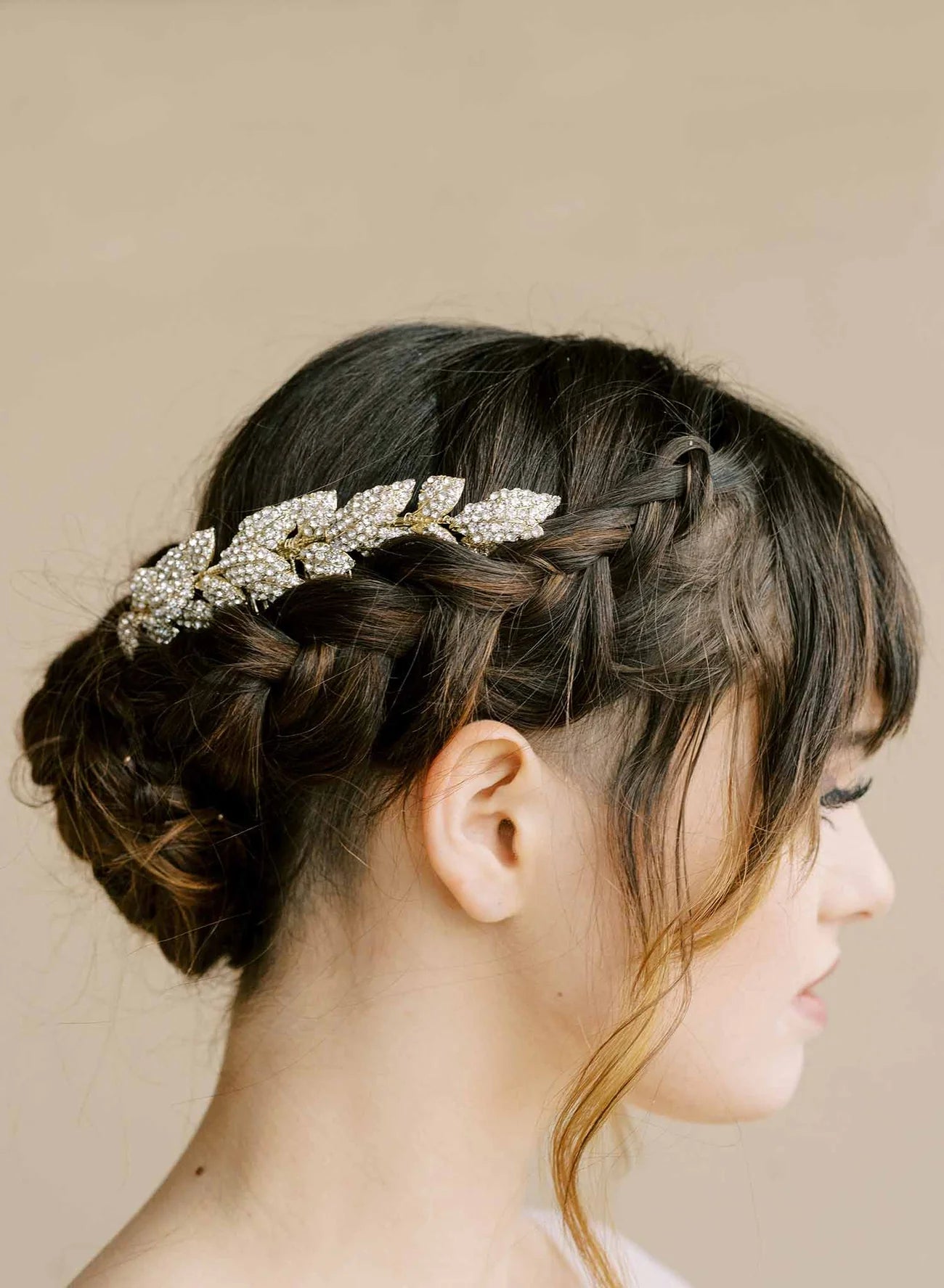 Crystal encrusted leaves hair comb - Style