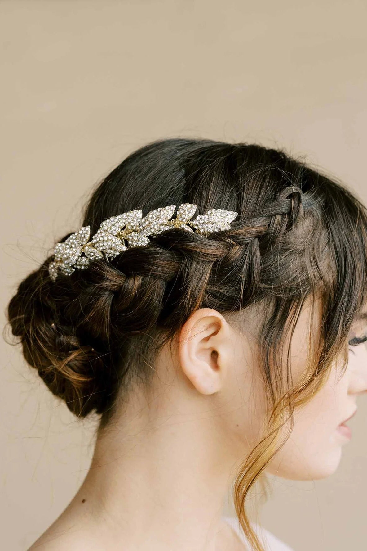 Crystal encrusted leaves hair comb - Style