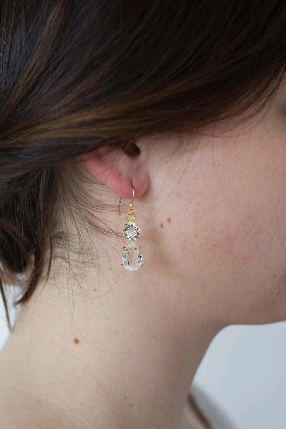 Simple crystal pear drop earrings - Style