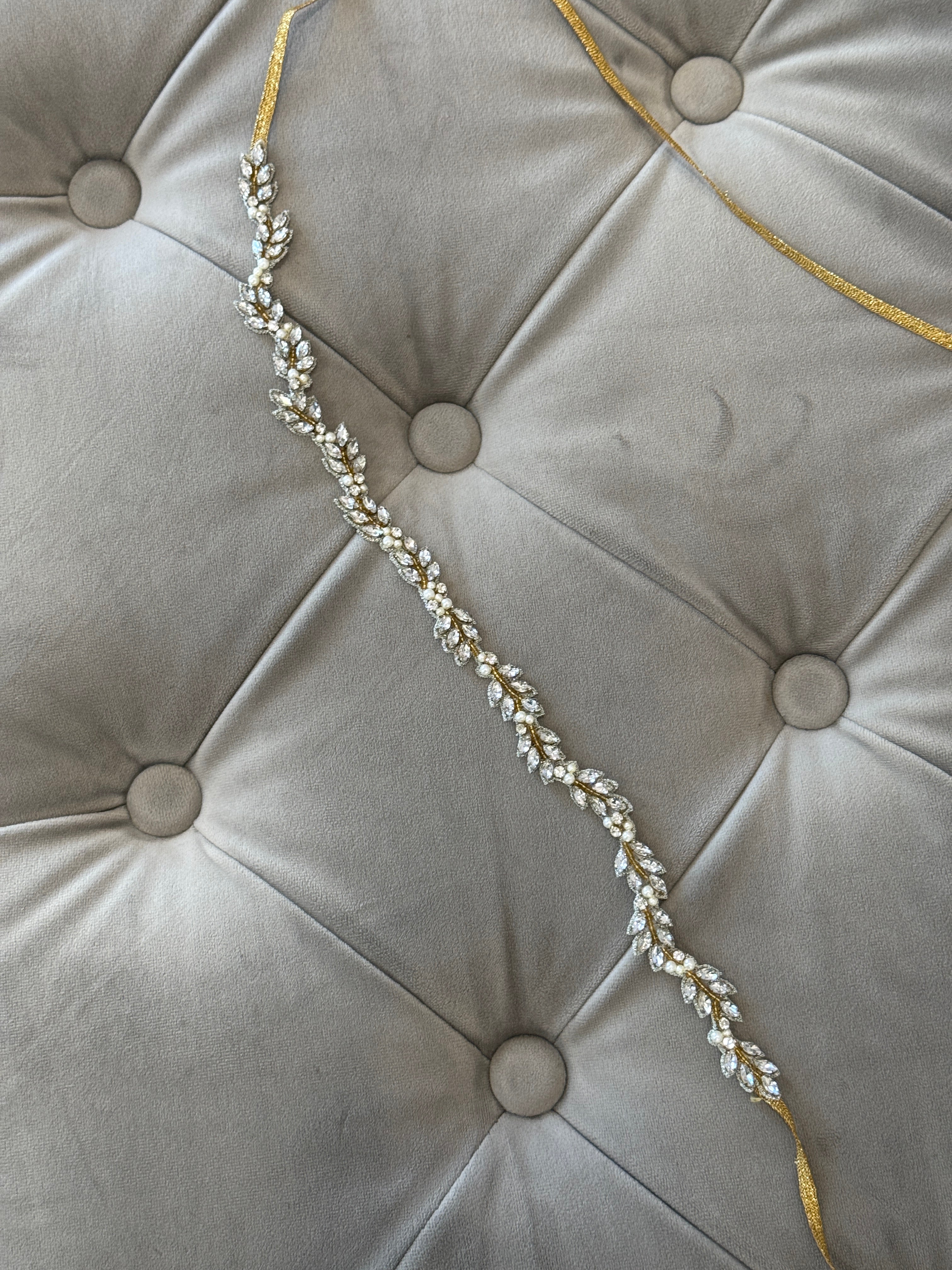 Delicate skinny crystal sash and bridal belt Style