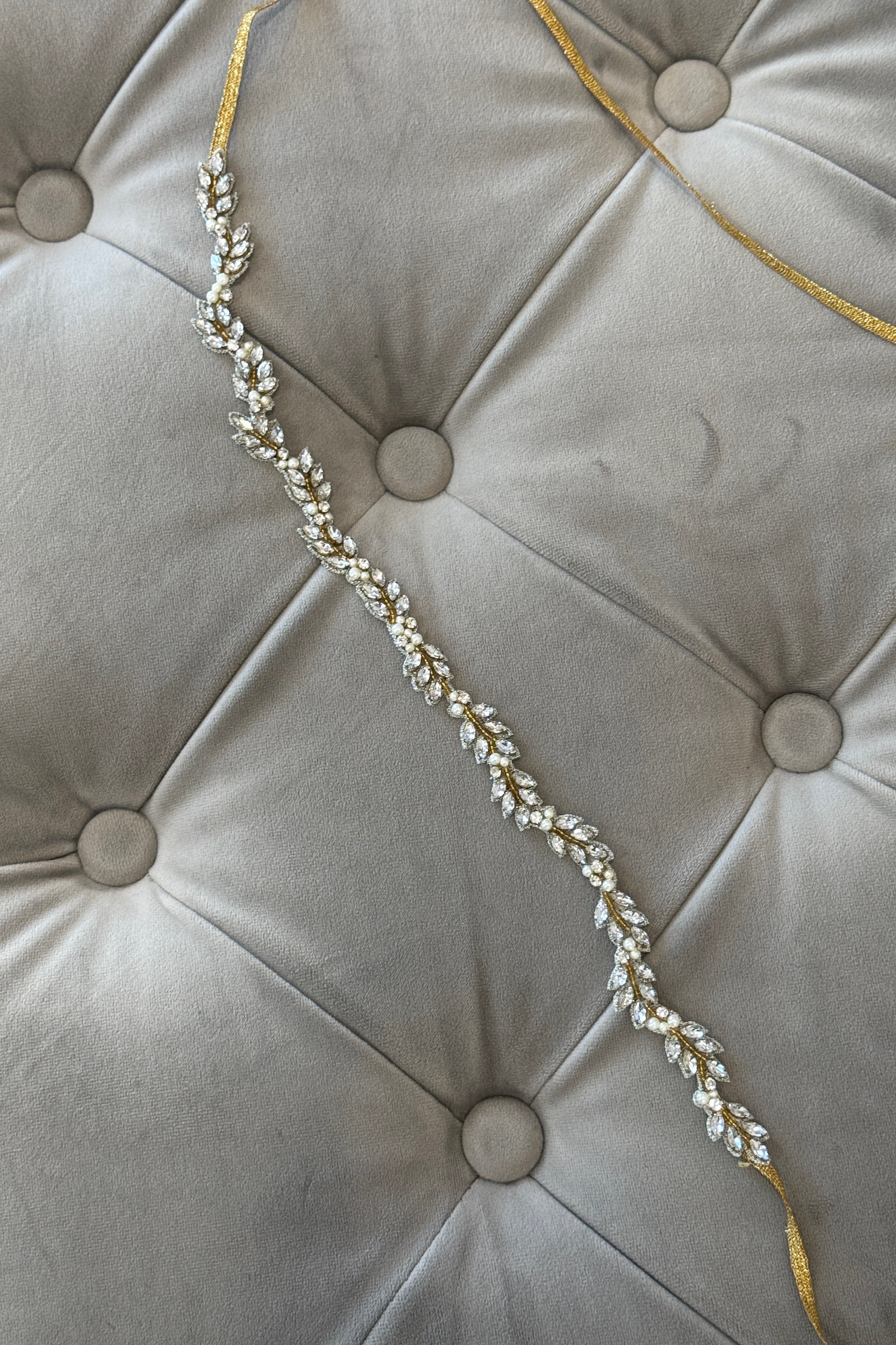 Delicate skinny crystal sash and bridal belt Style