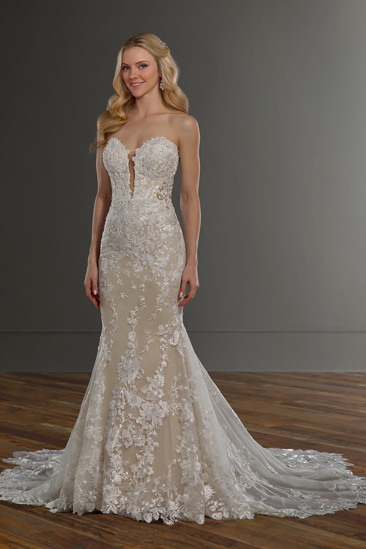 1103 by Martina Liana - Sexy Floral Wedding Dress with Scalloped Train The White Flower 1103 by Martina Liana - Sexy Floral Wedding Dress with Scalloped Train The White Flower