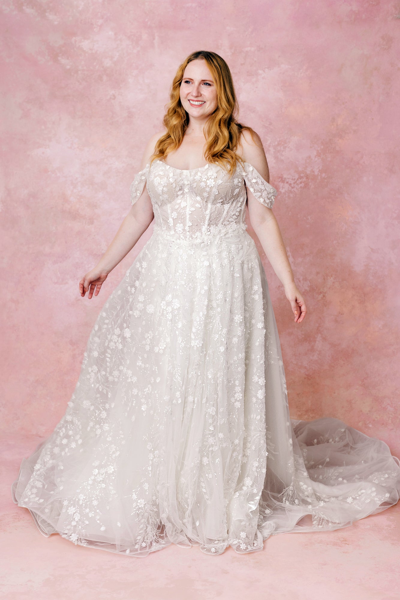 1598 Plus Size by Martina Liana - Lace A-Line Wedding Dress with Off-the-Shoulder Straps The White Flower 1598 Plus Size by Martina Liana - Lace A-Line Wedding Dress with Off-the-Shoulder Straps The White Flower