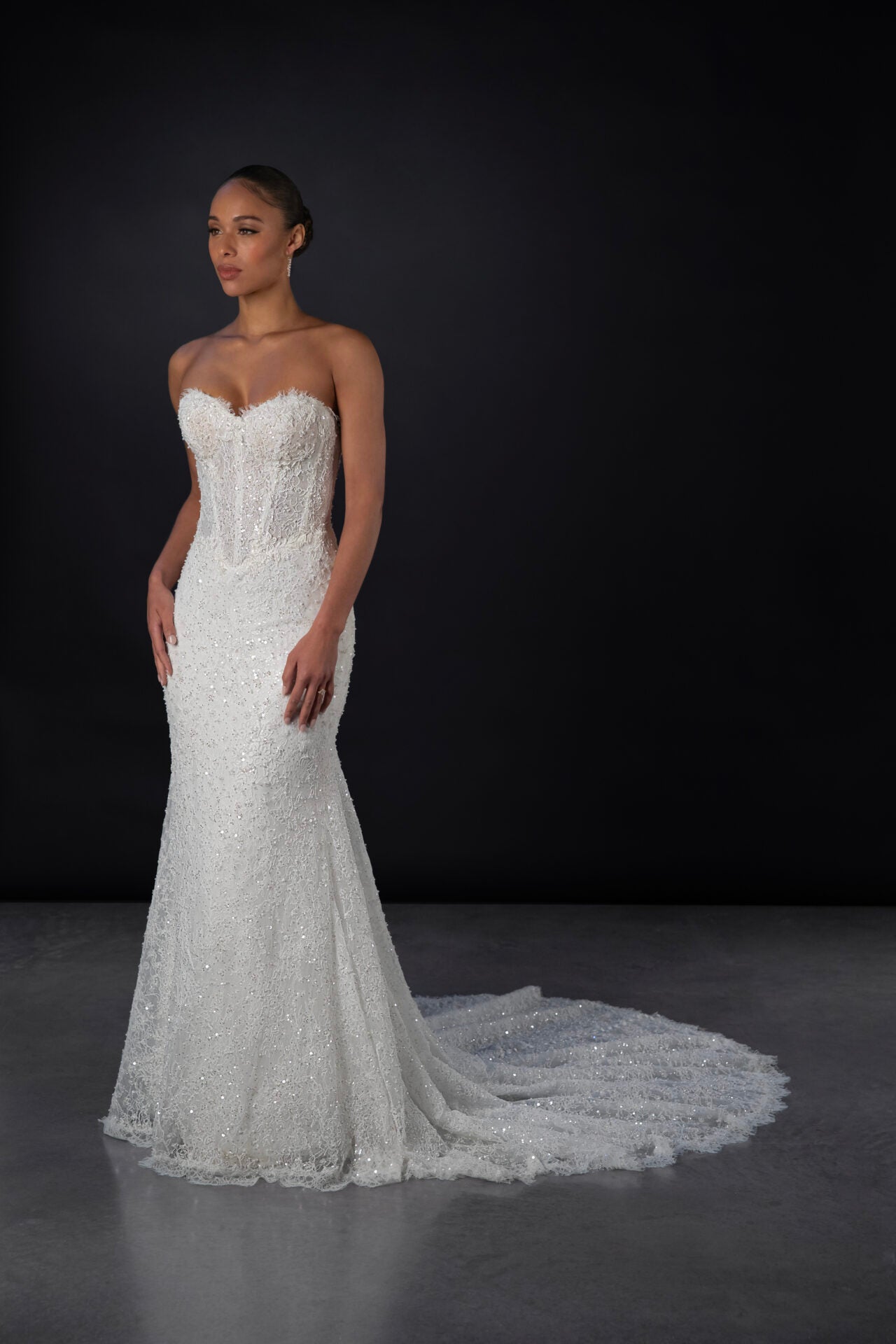 1860 by Martina Liana - Sparkling Strapless Lace Column Wedding Dress The White Flower 1860 by Martina Liana - Sparkling Strapless Lace Column Wedding Dress The White Flower