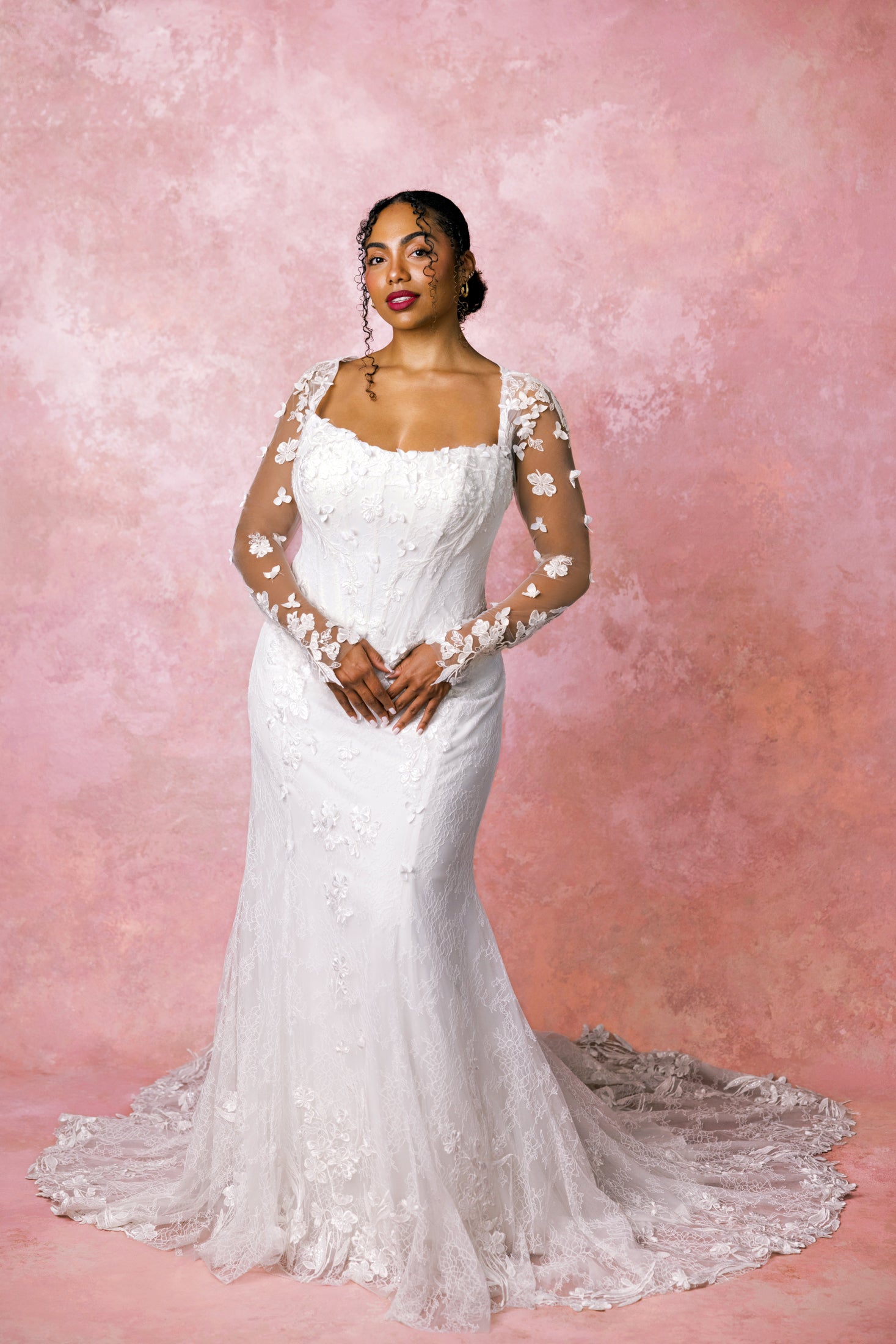 1867 Plus Size by Martina Liana - Strapless Lace Fit-and-Flare Wedding Dress with 3D Florals The White Flower 1867 Plus Size by Martina Liana - Strapless Lace Fit-and-Flare Wedding Dress with 3D Florals The White Flower
