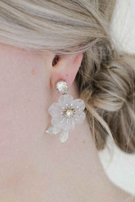 Milk glass dainty blossom earrings Style