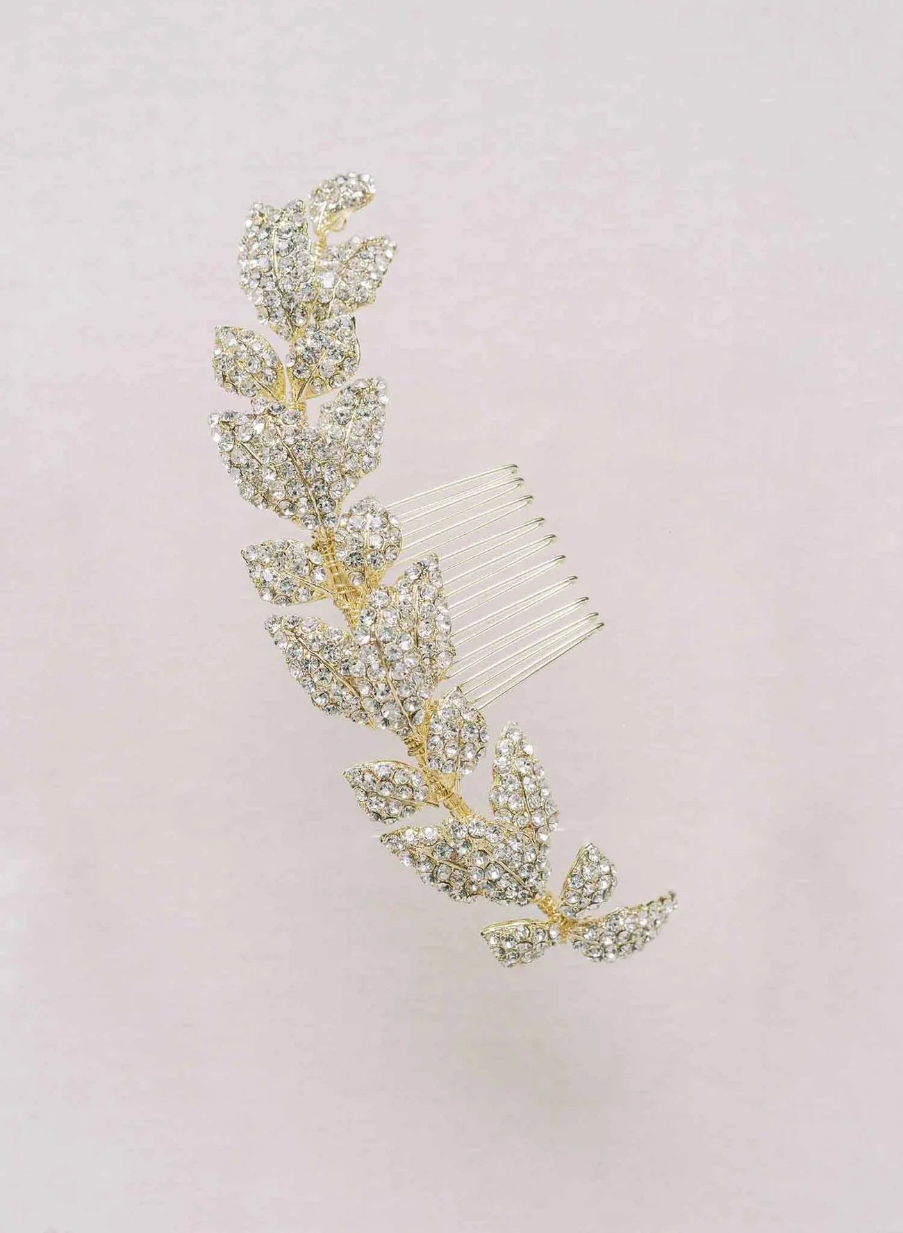 Crystal encrusted leaves hair comb - Style 