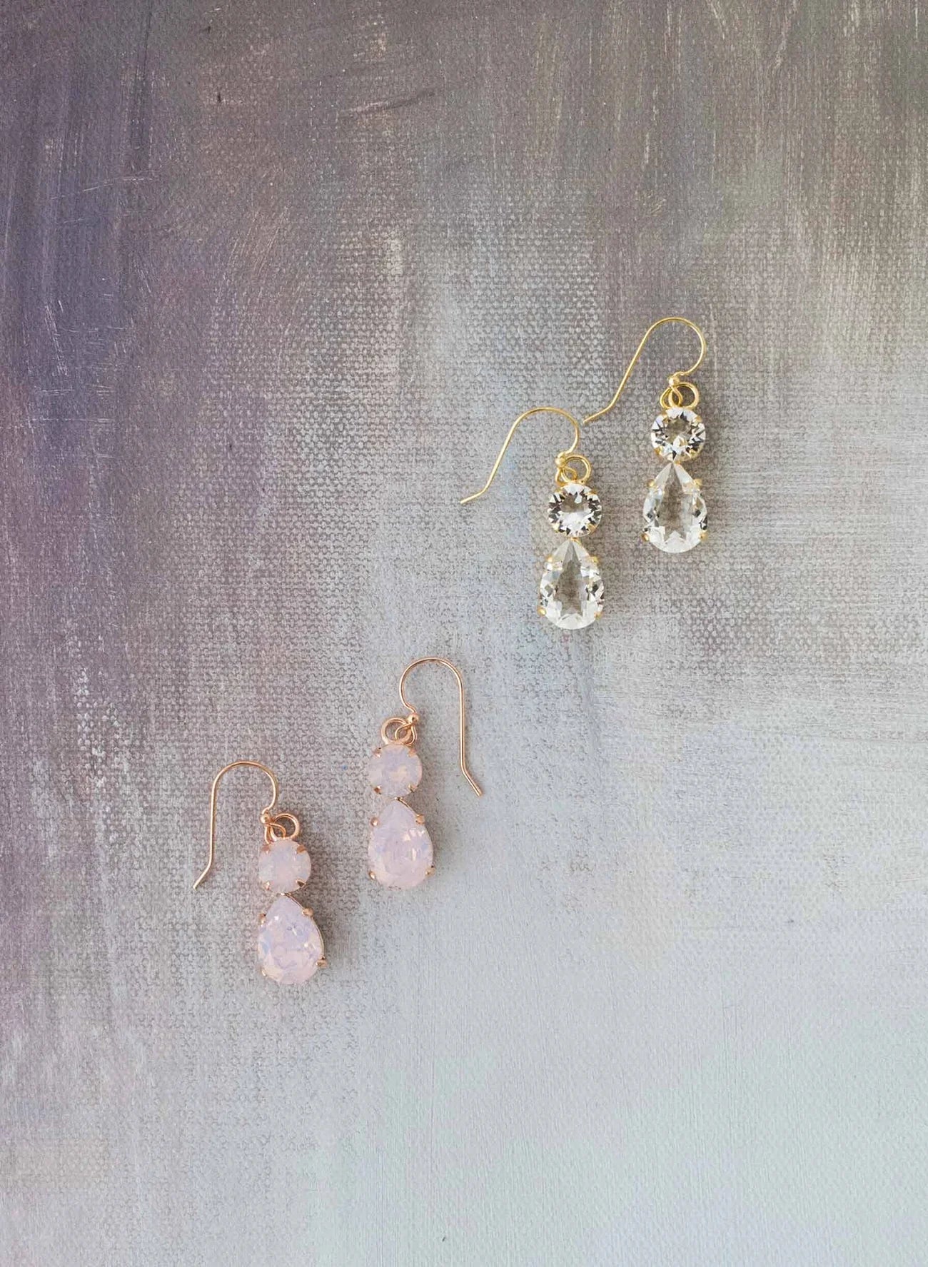 Simple crystal pear drop earrings - Style 