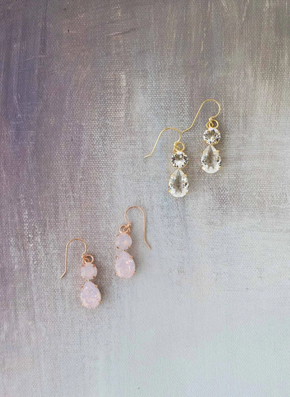 Simple crystal pear drop earrings - Style 