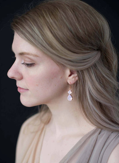 Simple crystal pear drop earrings - Style 