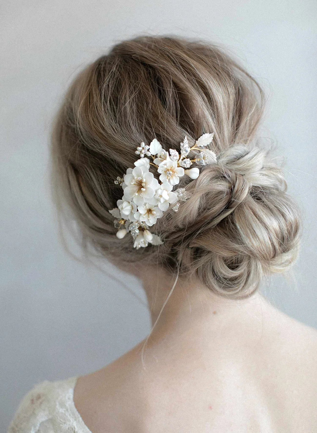 Creamy floral petite garden comb - Style 