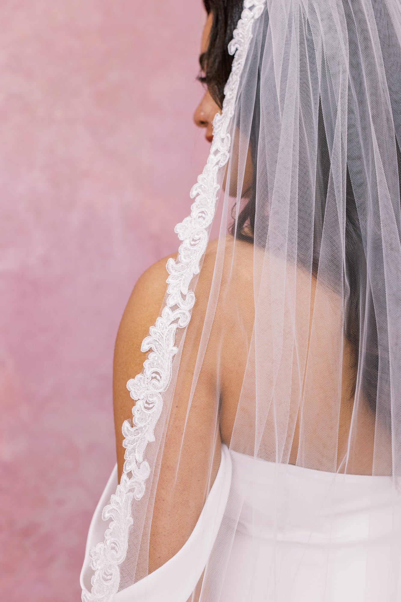 Daffodil Lace Trim Cathedral Veil