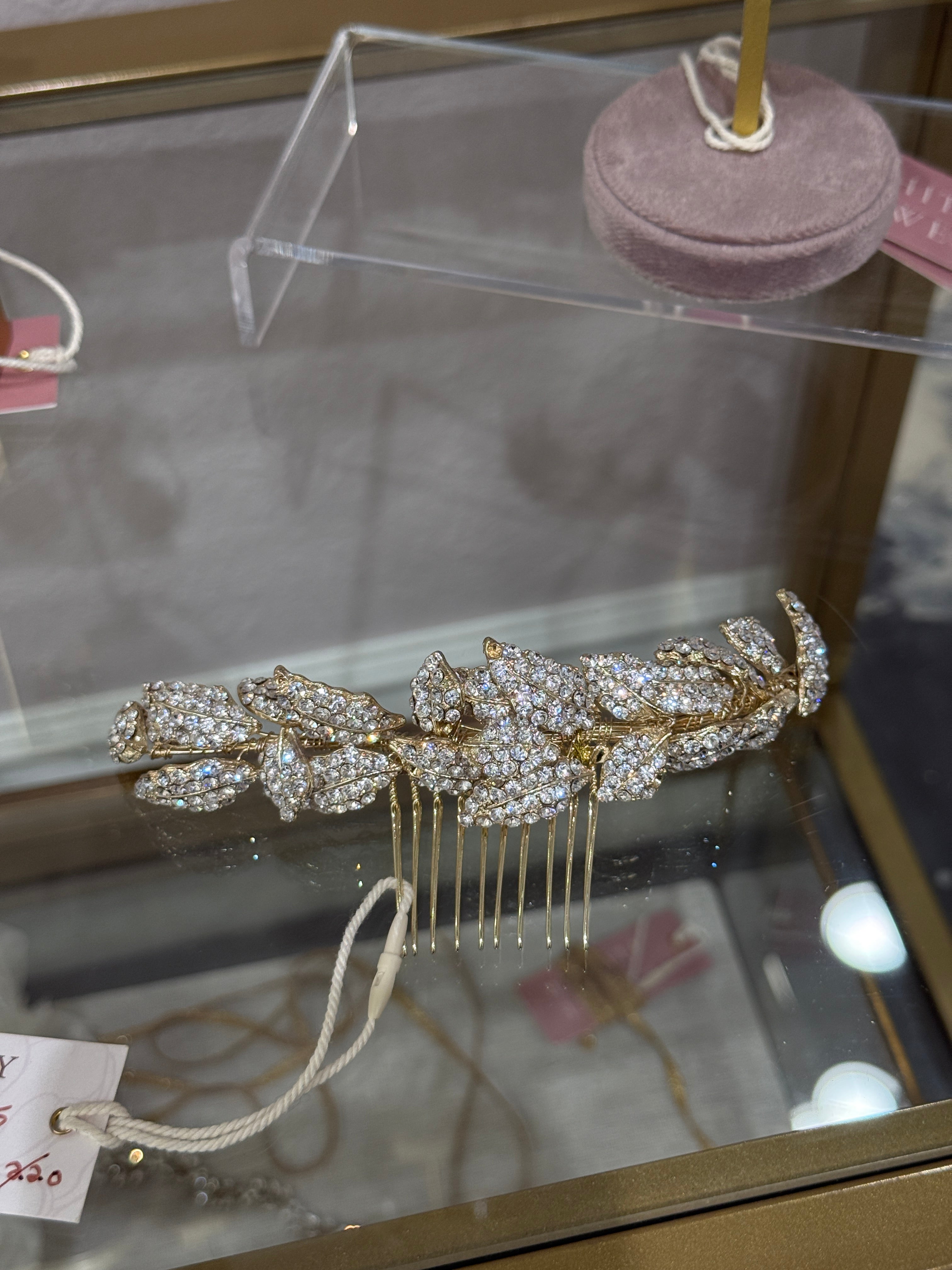 Crystal encrusted leaves hair comb - Style 