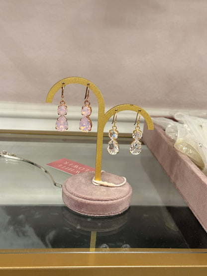 Simple crystal pear drop earrings - Style 