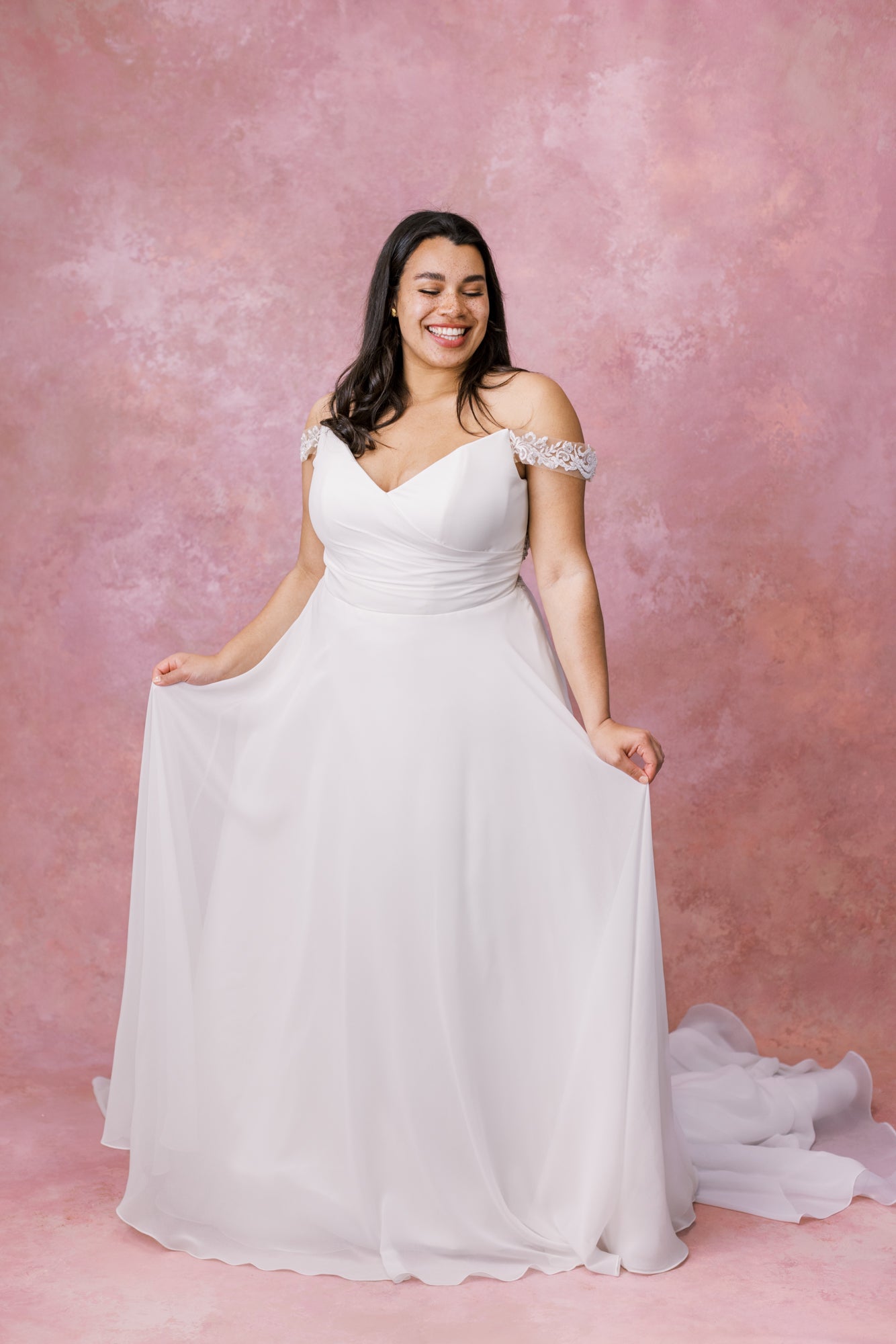 white and gold wedding dress plus size White Satin Off Shoulder Slit Plus Size Wedding Dress
