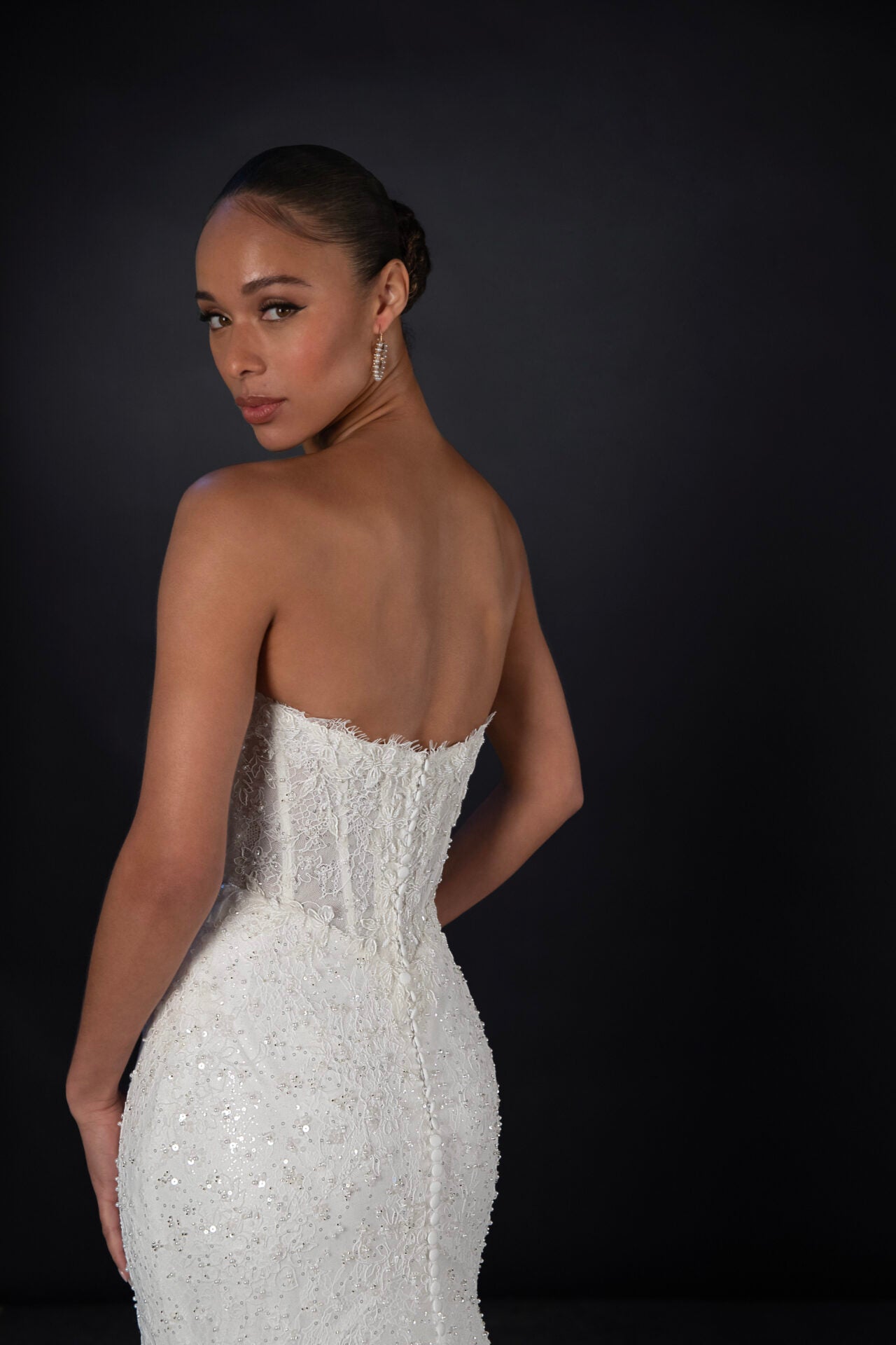 1860 by Martina Liana - Sparkling Strapless Lace Column Wedding