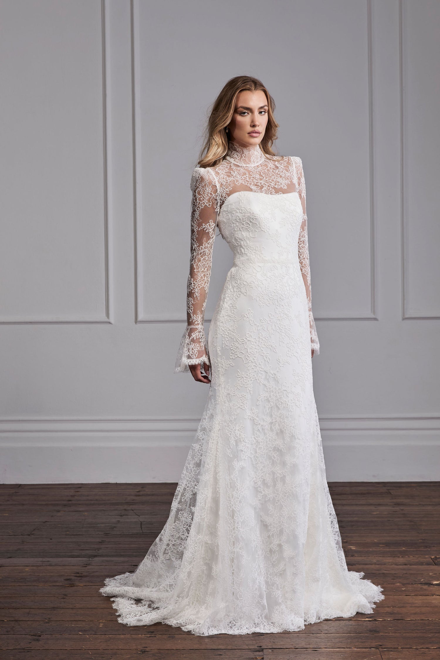 Aurora by Suzanne Neville | Long Sleeve Lace Wedding Dress The White Flower Aurora by Suzanne Neville | Long Sleeve Lace Wedding Dress The White Flower