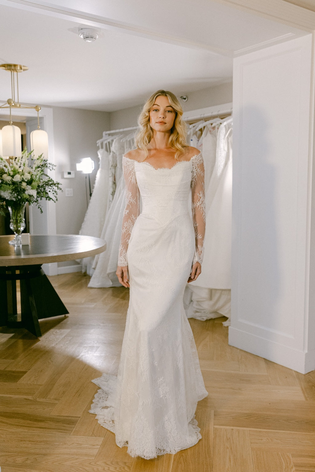 suzanne neville long sleeve dress Sorelle Evening Wear - Wedding Atelier NYC - Suzanne Neville