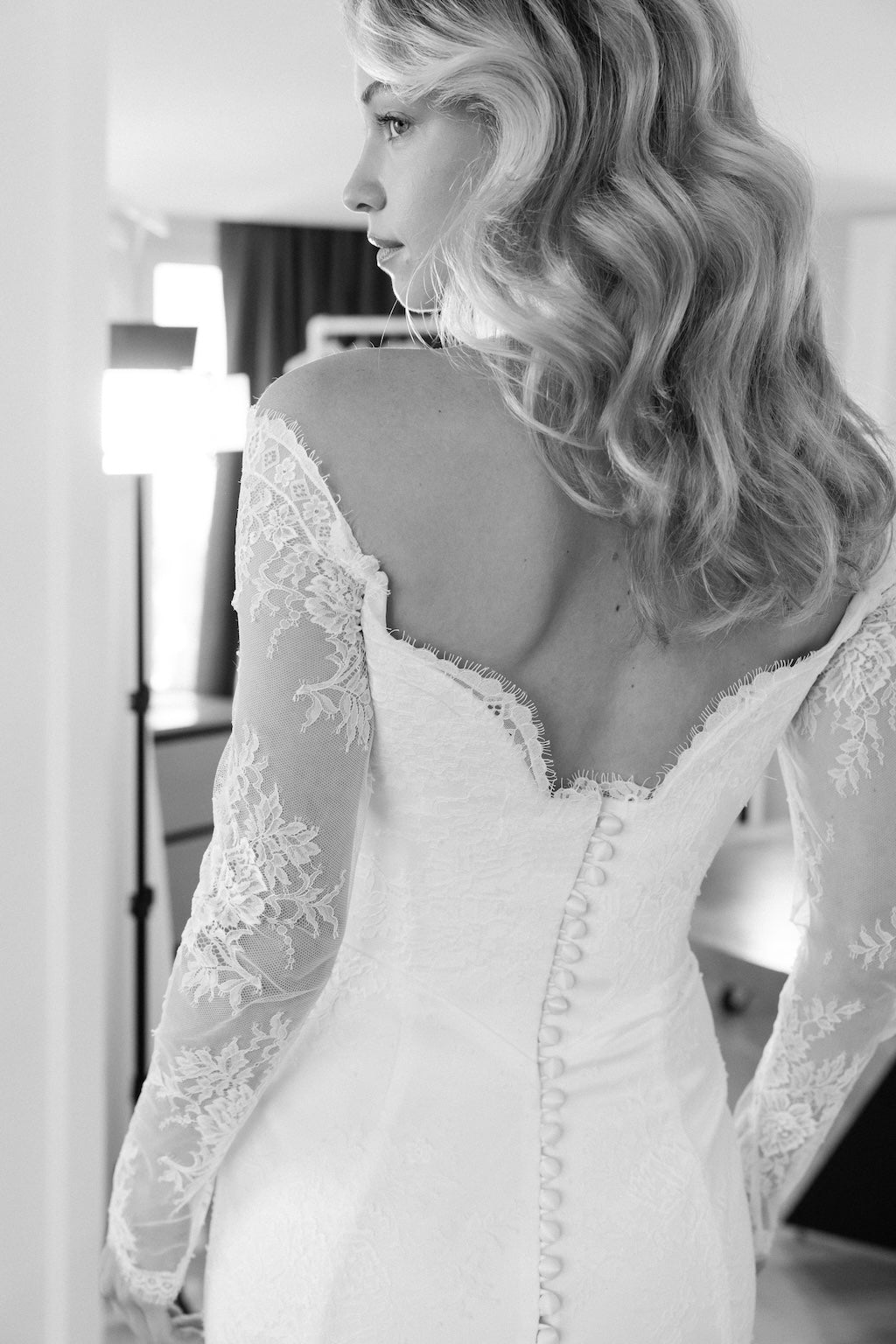 Camomile by Suzanne Neville - Lace Off Shoulder Long Sleeve Wedding Dress The White Flower Camomile by Suzanne Neville - Lace Off Shoulder Long Sleeve Wedding Dress The White Flower
