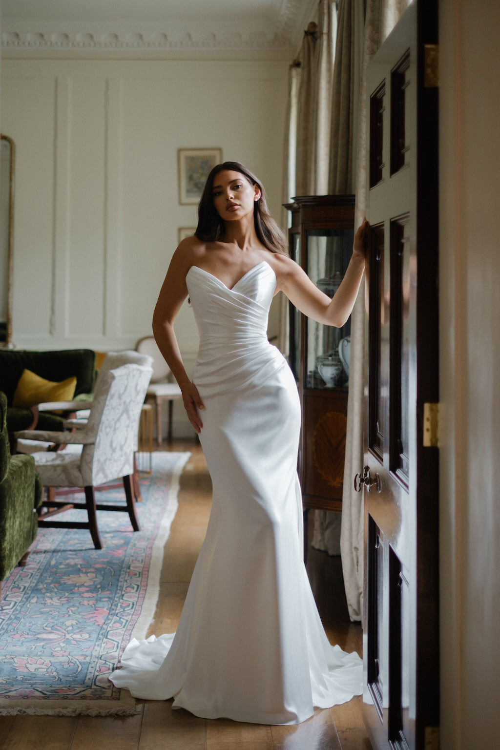 Saffron by Suzanne Neville - Crepe Fitted Strapless Wedding Dress The White Flower Saffron by Suzanne Neville - Crepe Fitted Strapless Wedding Dress The White Flower