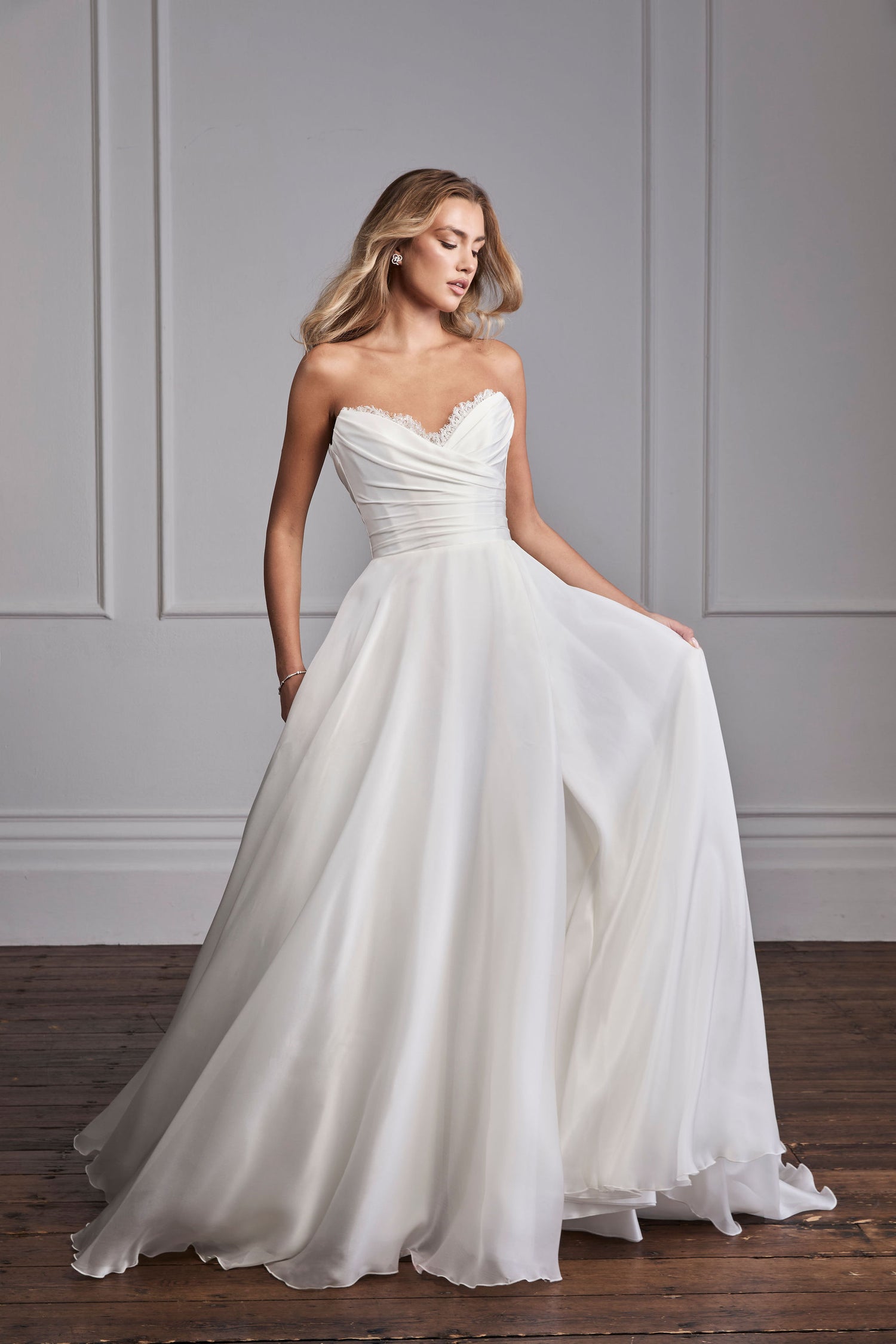 Silvaine by Suzanne Neville | Strapless Organza A-Line Wedding Dress The White Flower Silvaine by Suzanne Neville | Strapless Organza A-Line Wedding Dress The White Flower